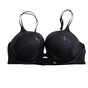 La Vie En Rose Black Sequin Bra